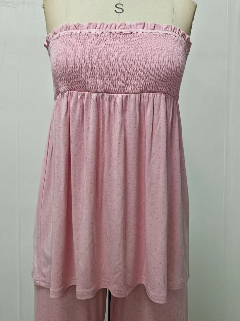 Pollka Dot Flowy Tube Top Set