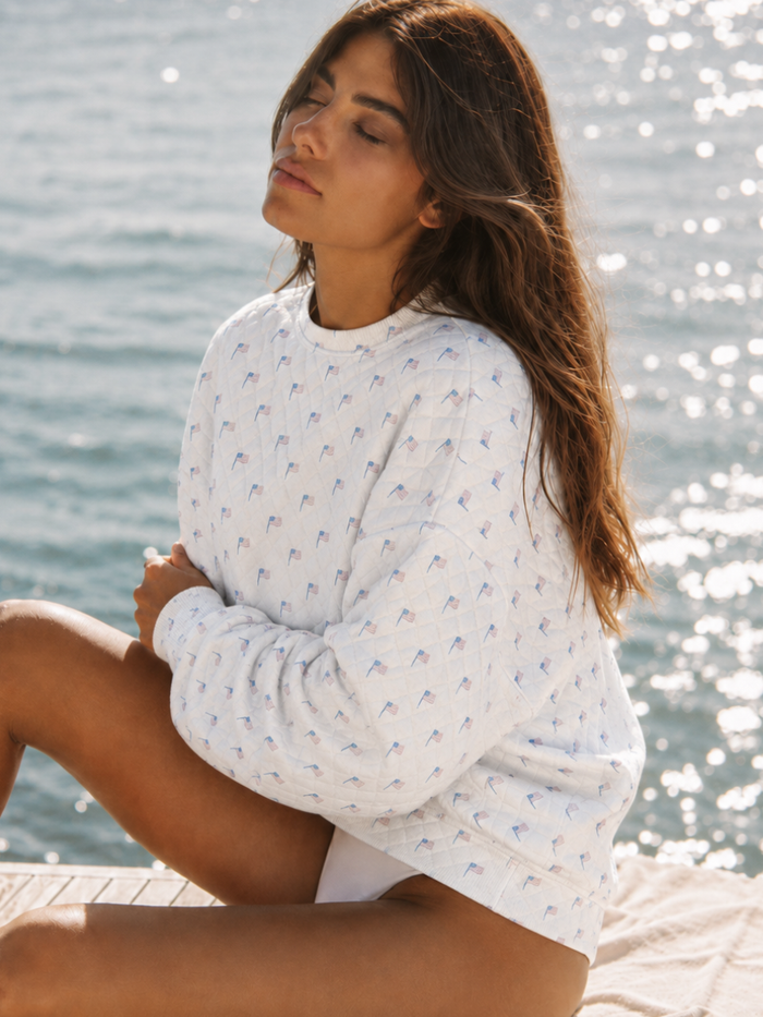 American Flag Quilted Sweatshirt