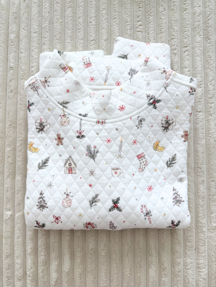 A Cottage Christmas Icons Quilted Mockneck Sweatshirt