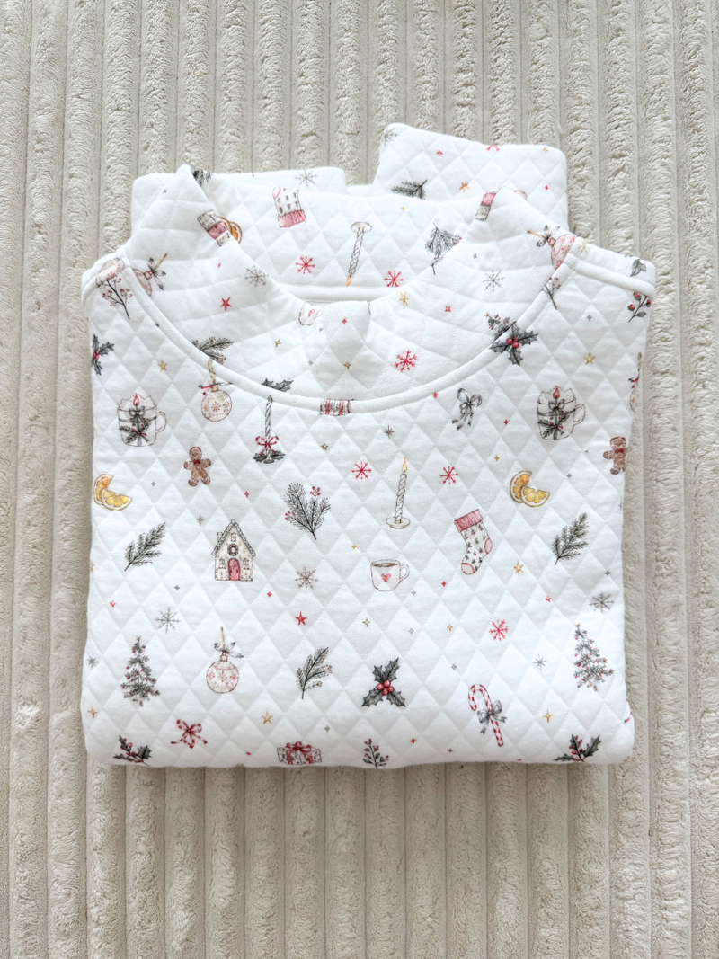 A Cottage Christmas Icons Quilted Mockneck Sweatshirt