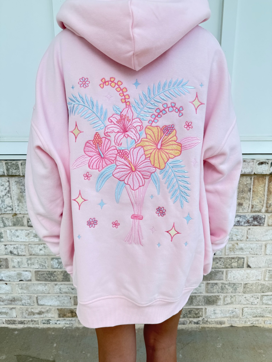 Keepsake Floral Embroidered Girly Oversized Hoodie
