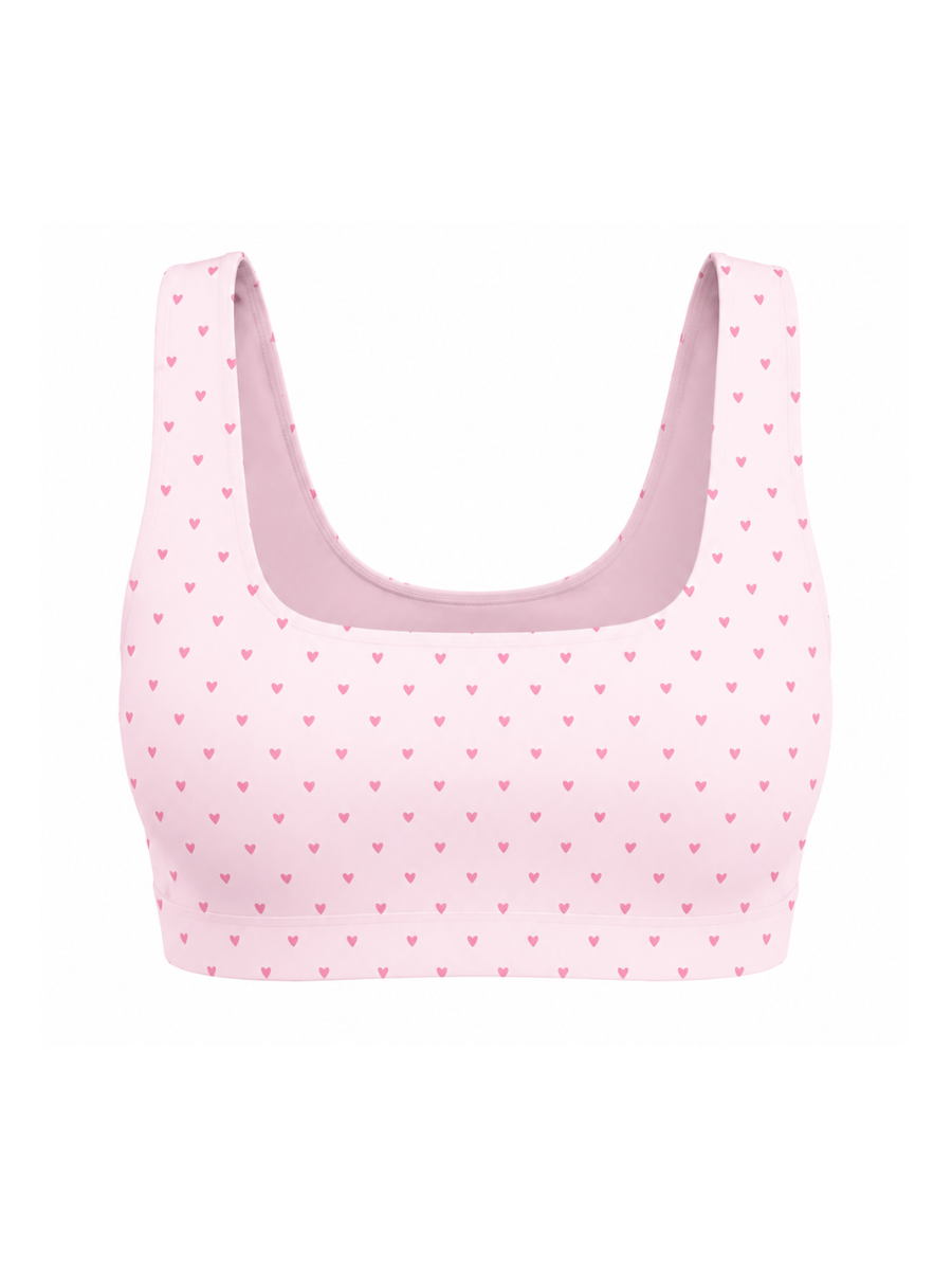 Emmy Hearts Midline Athleisure Sports Bra with Adjustable Hook & Eye Closure