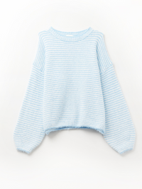 Fluffy Striped Baby Blue Sweater
