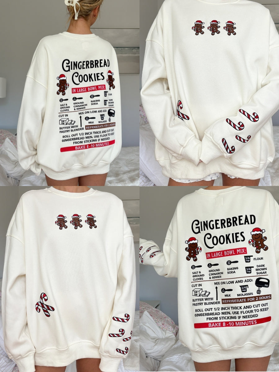 Gingerbread Recipe Christmas Embroider Sweatshirt