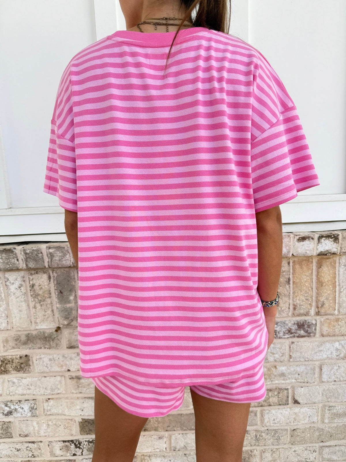 Ella Striped Oversized Short Sleeve Lounge Top