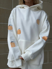 Pumpkins All Over Fall Embroider Hoodie