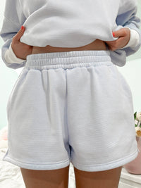 Blue and White Mini Striped Shorts