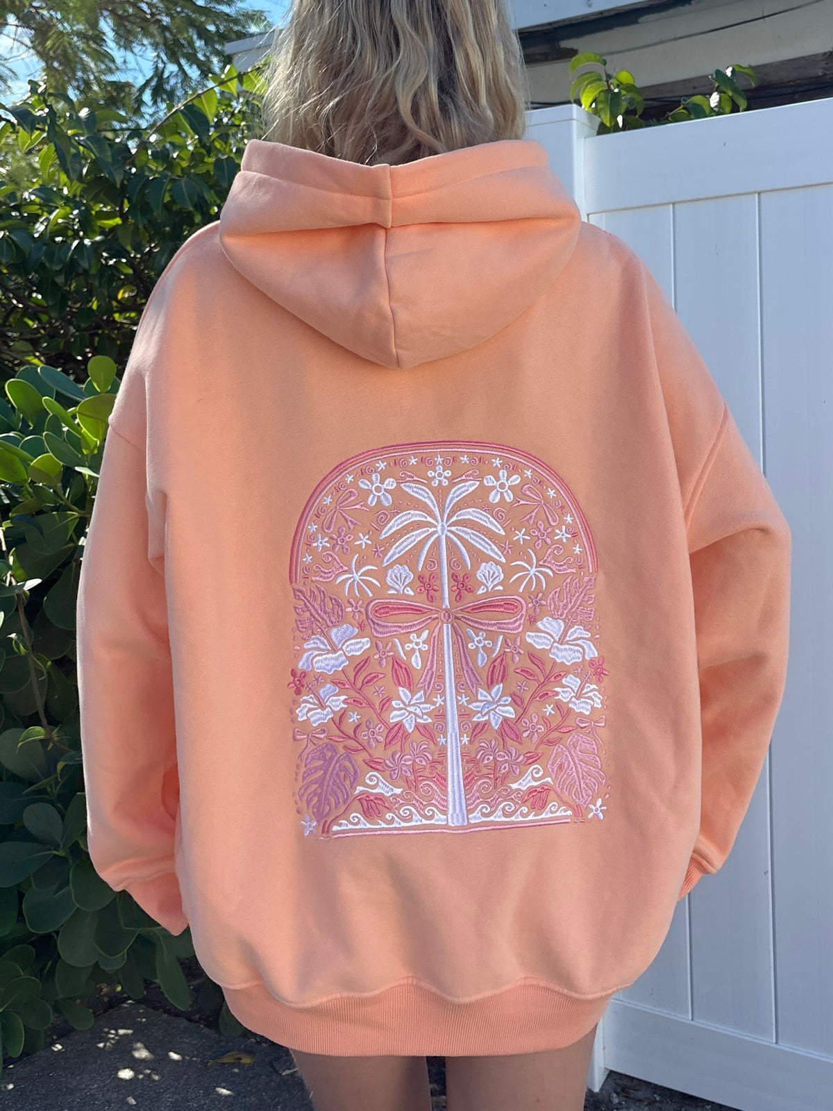 Sherbet Orange Tropical Palms Hoodie