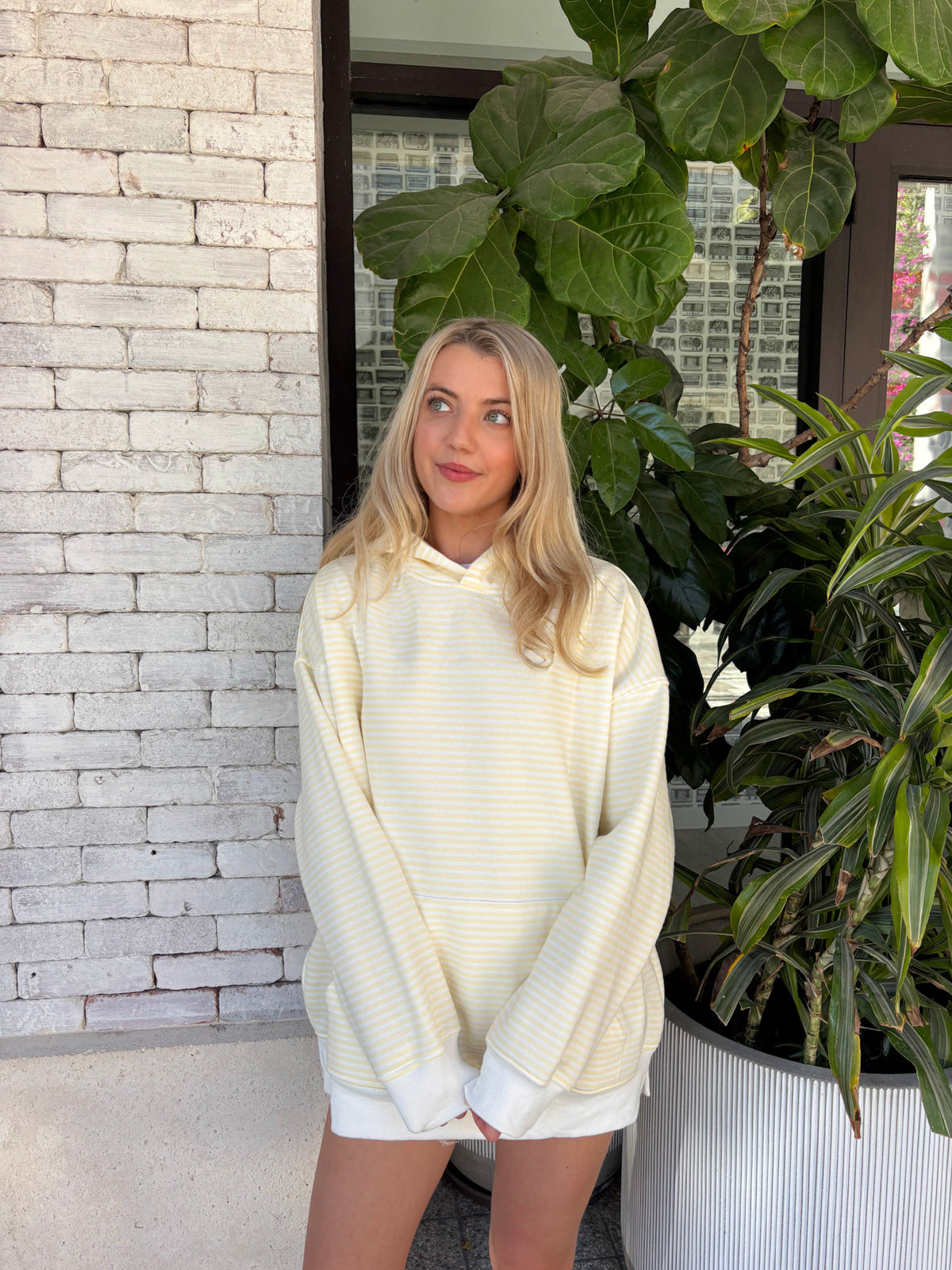 Baby Yellow and White Big Striped Hoodie