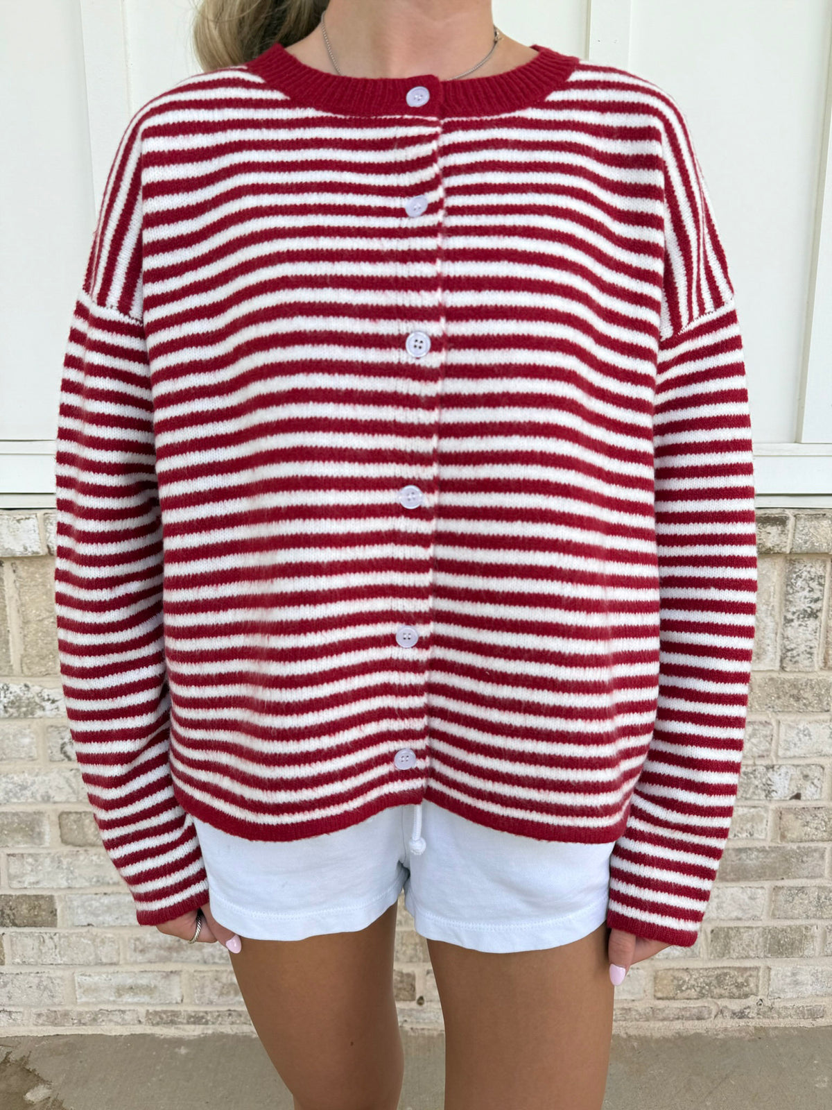 Striped Button-Up Cardigan