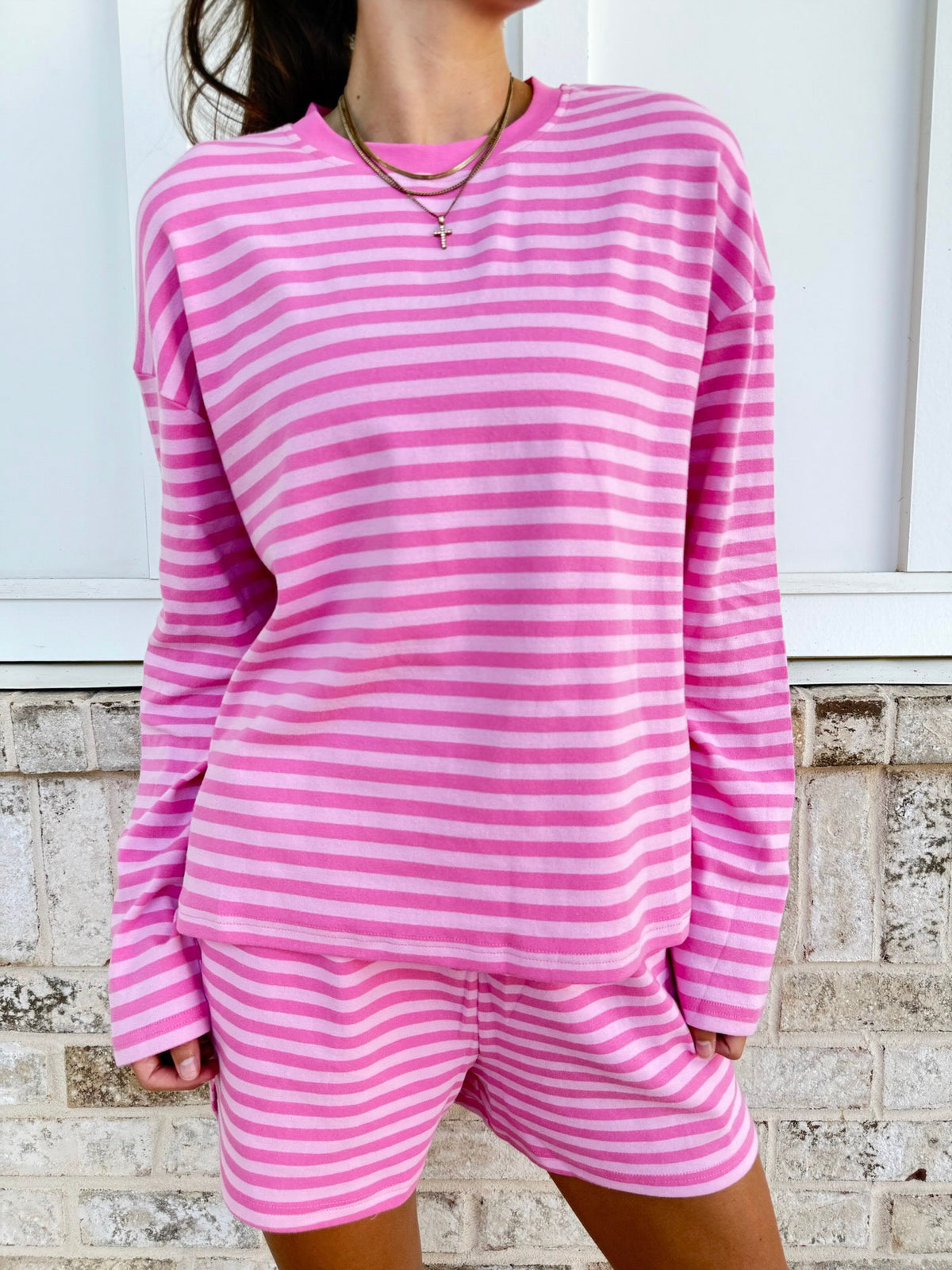 Ella Striped Oversized Loungewear Long Sleeve Top