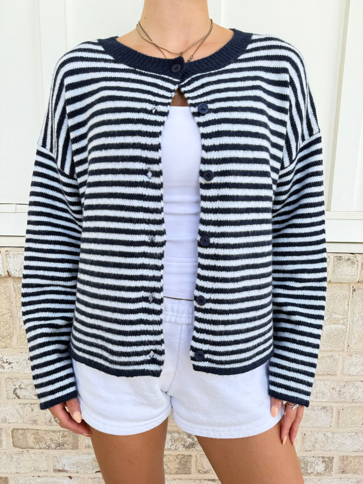 Striped Button-Up Cardigan