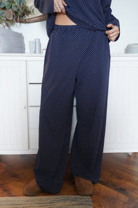 Navy Blue Polka Dot Loungewear Pants