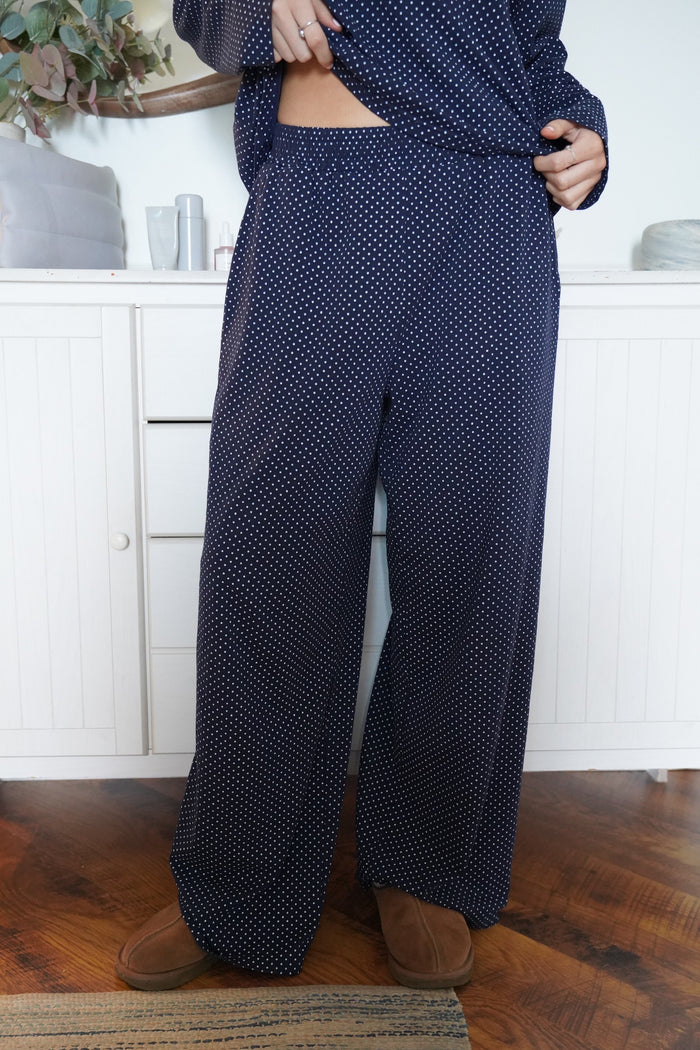 Navy Blue Polka Dot Loungewear Pants