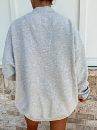 Afternoon Grey USA Flag Embroider V-Neck Sweatshirt