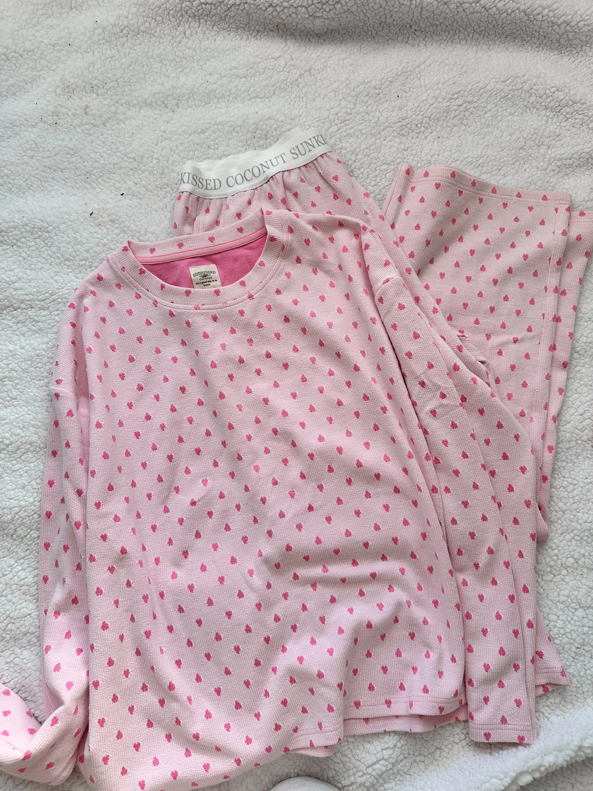 MARI PJ BUTTON-UP TOP, COCONUT DEAR HEART