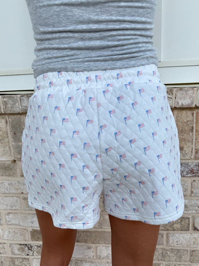 American Flag Quilted Shorts