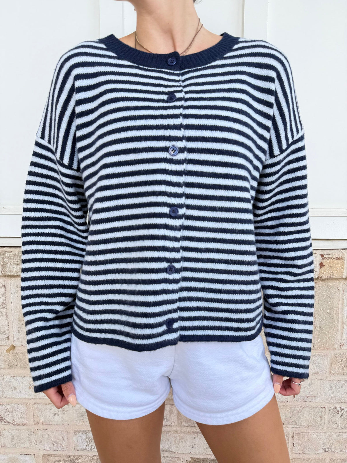 Striped Button-Up Cardigan