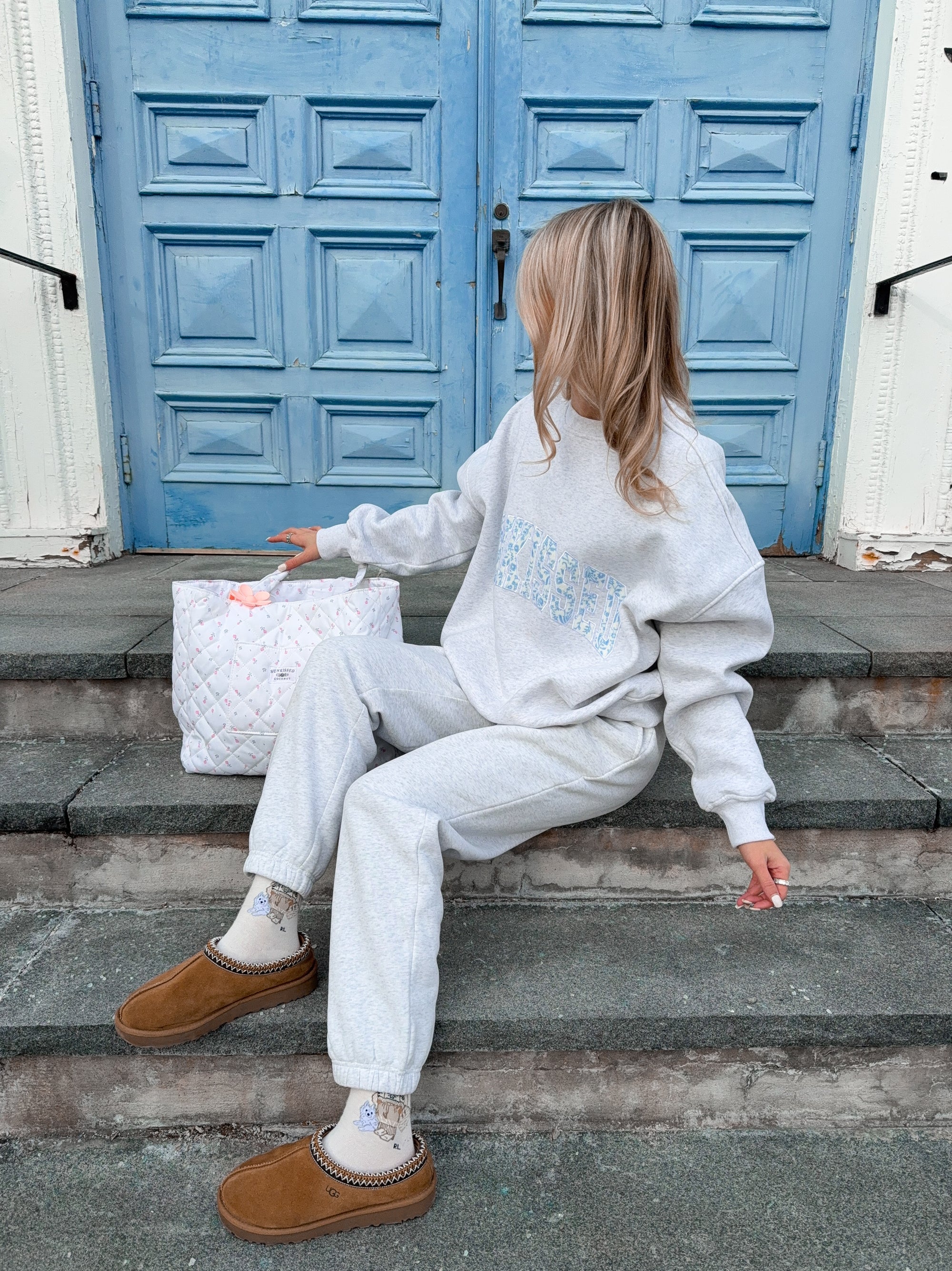 Pearl Grey Basic Blank Jogger Sweatpants