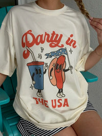 Midweight Blue Party In The USA Hotdog Tee