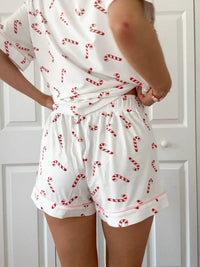 Candy Cane Holiday Christmas Pajama Shorts