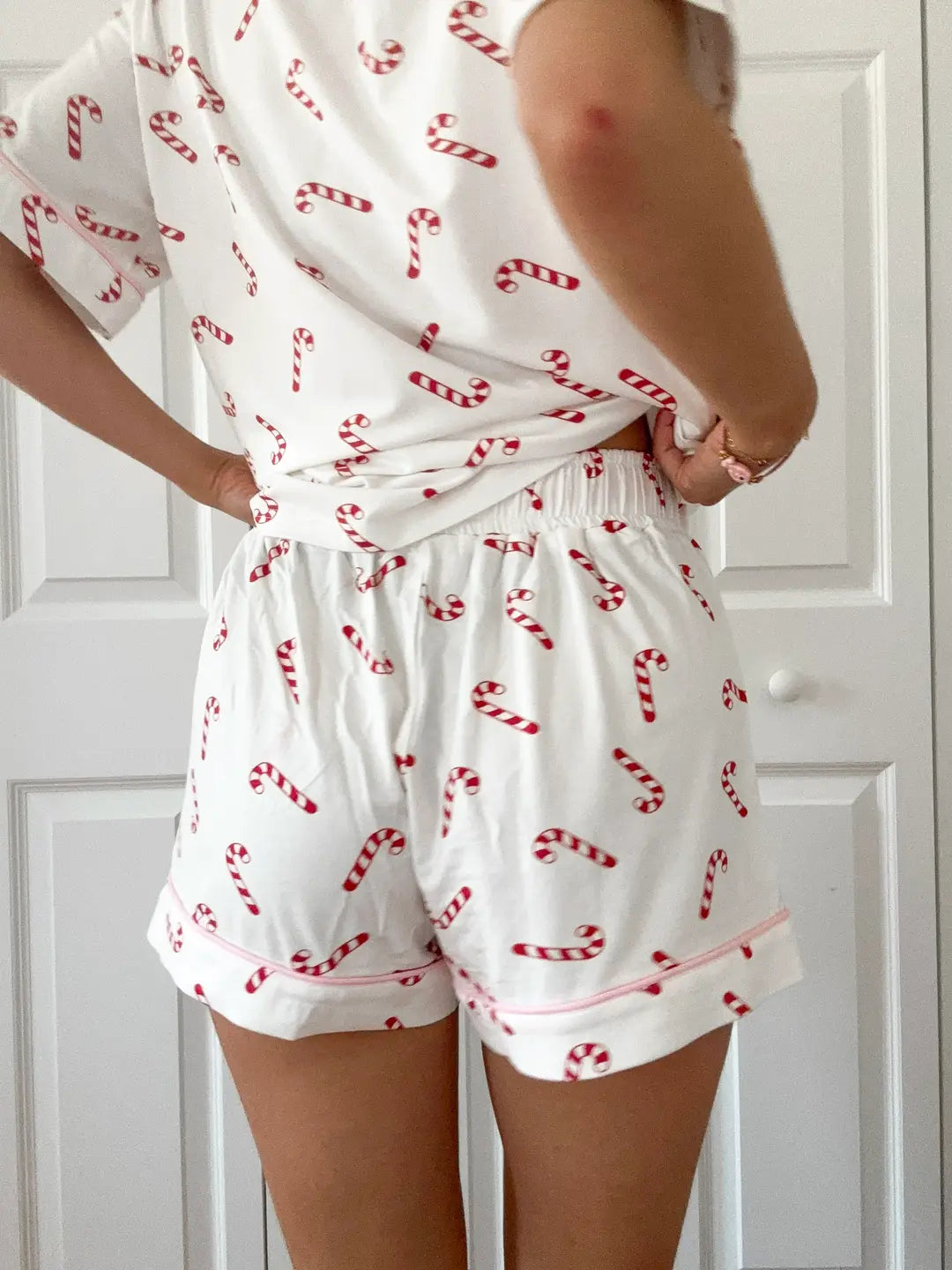 Candy Cane Holiday Christmas Pajama Shorts