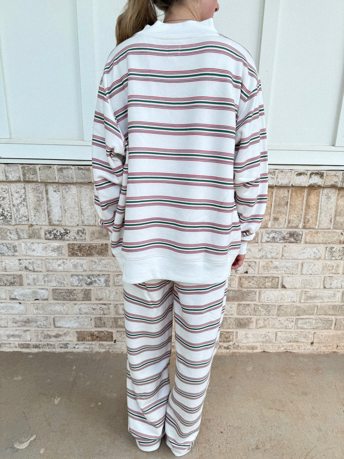Christmas Cheer Striped 100% Cotton French Terry Flare Sweatpants
