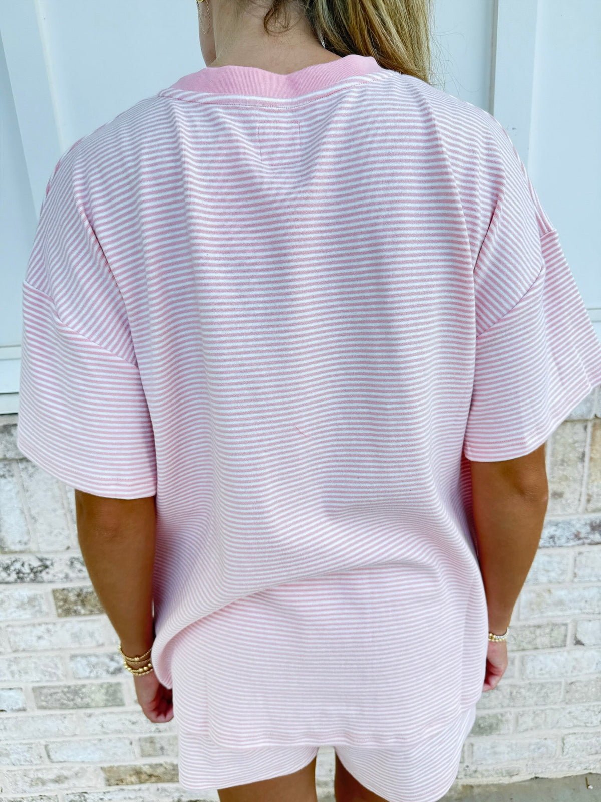 Ella Striped Oversized Short Sleeve Lounge Top
