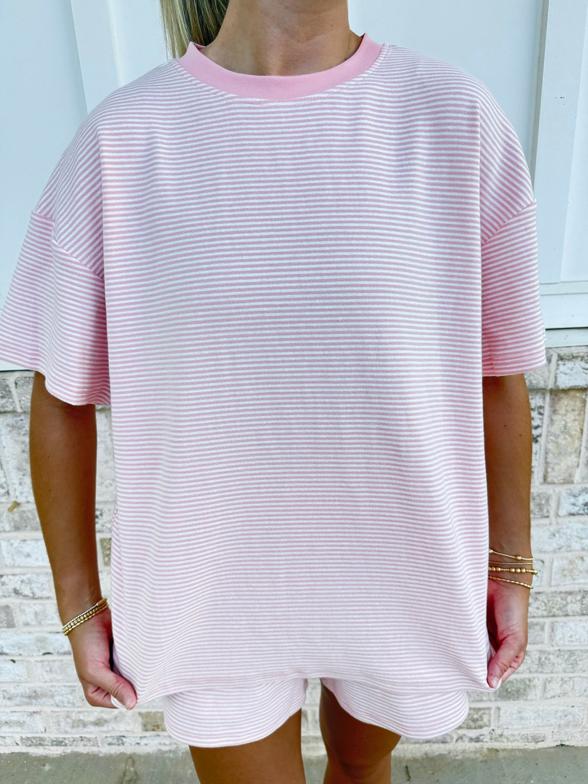 Ella Striped Oversized Short Sleeve Lounge Top