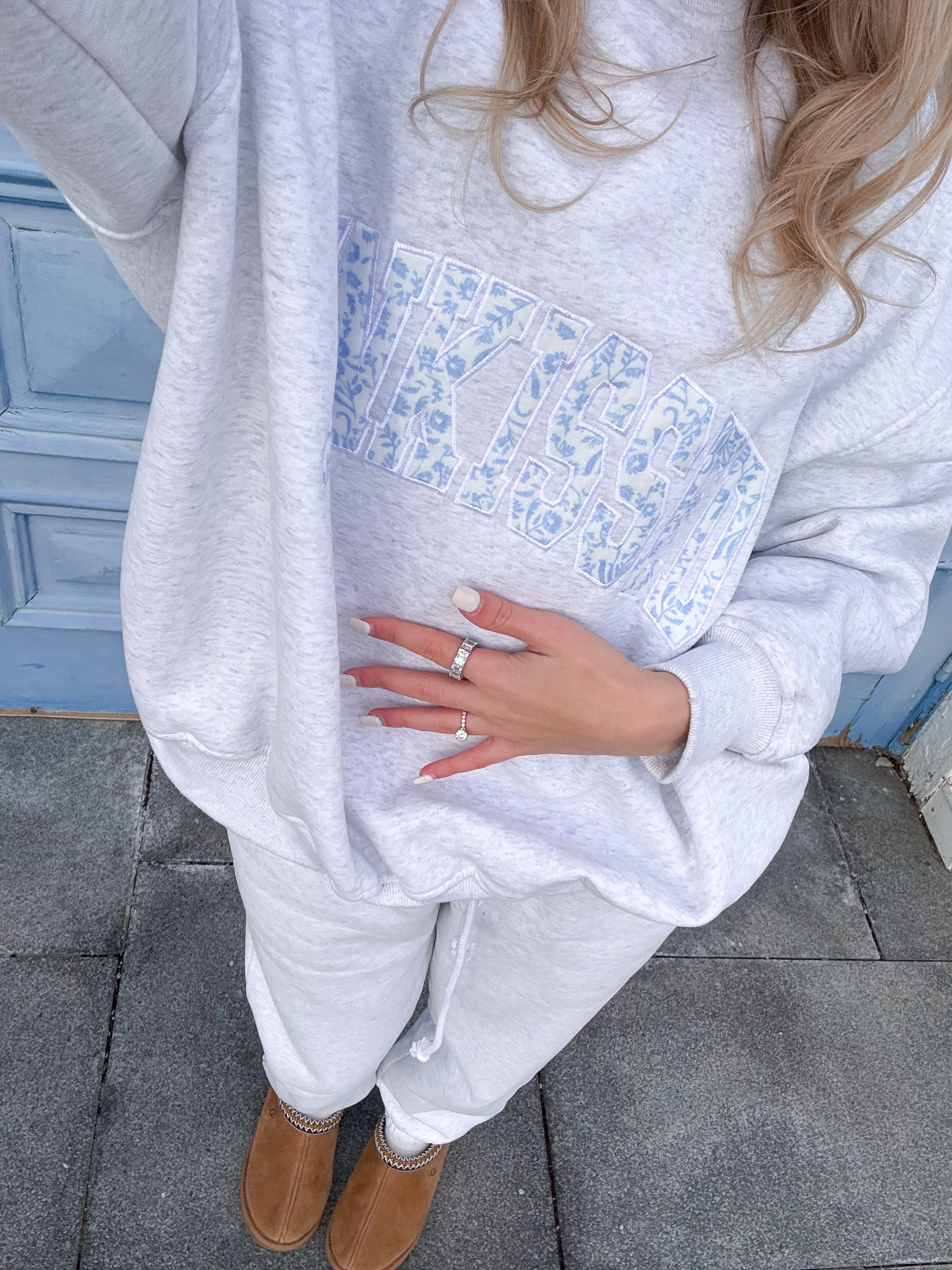 Pearl Grey Floral Sunkissed Embroider Sweatshirt