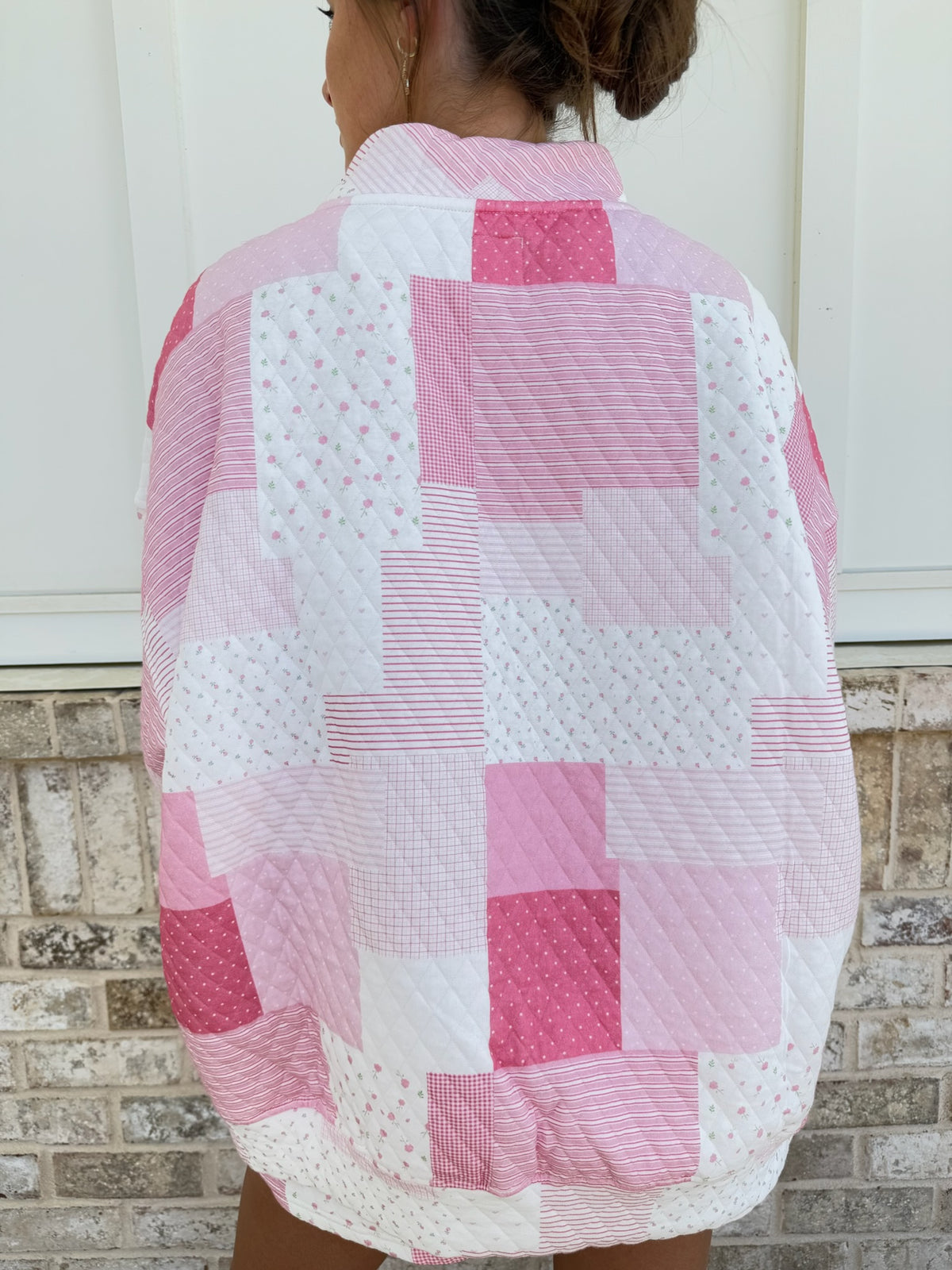 Margo Quilted Patchwork Mockneck Sweatshirt