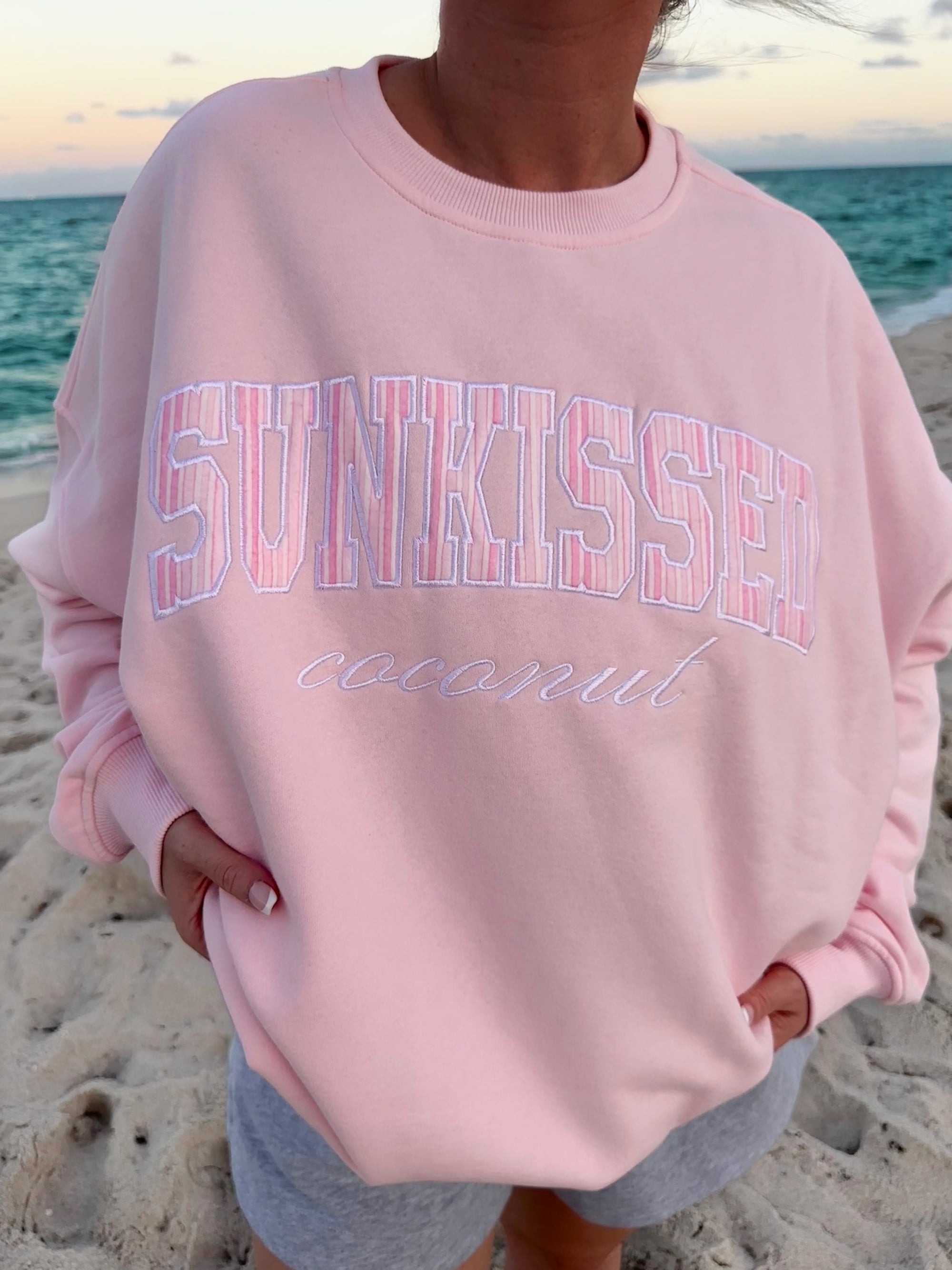 Light Pink Sunkissed In Vogue Striped Sweatshirt