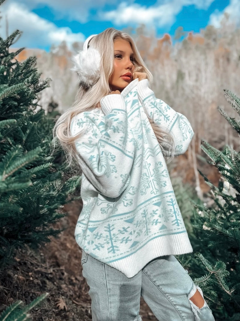 Home For Christmas Snowflake Oversized Sweater