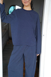 Navy Blue Polka Dot Loungewear Pants
