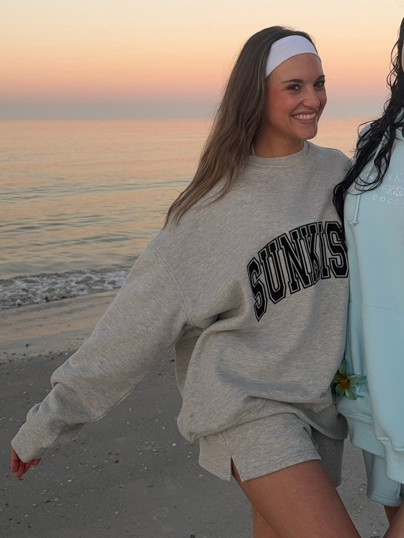 Afternoon Grey Sunkissed Varsity Embroider Sweatshirt