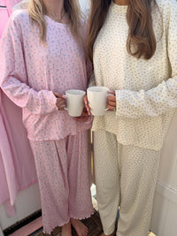 Pale Floral Long Sleeve Pajama Top