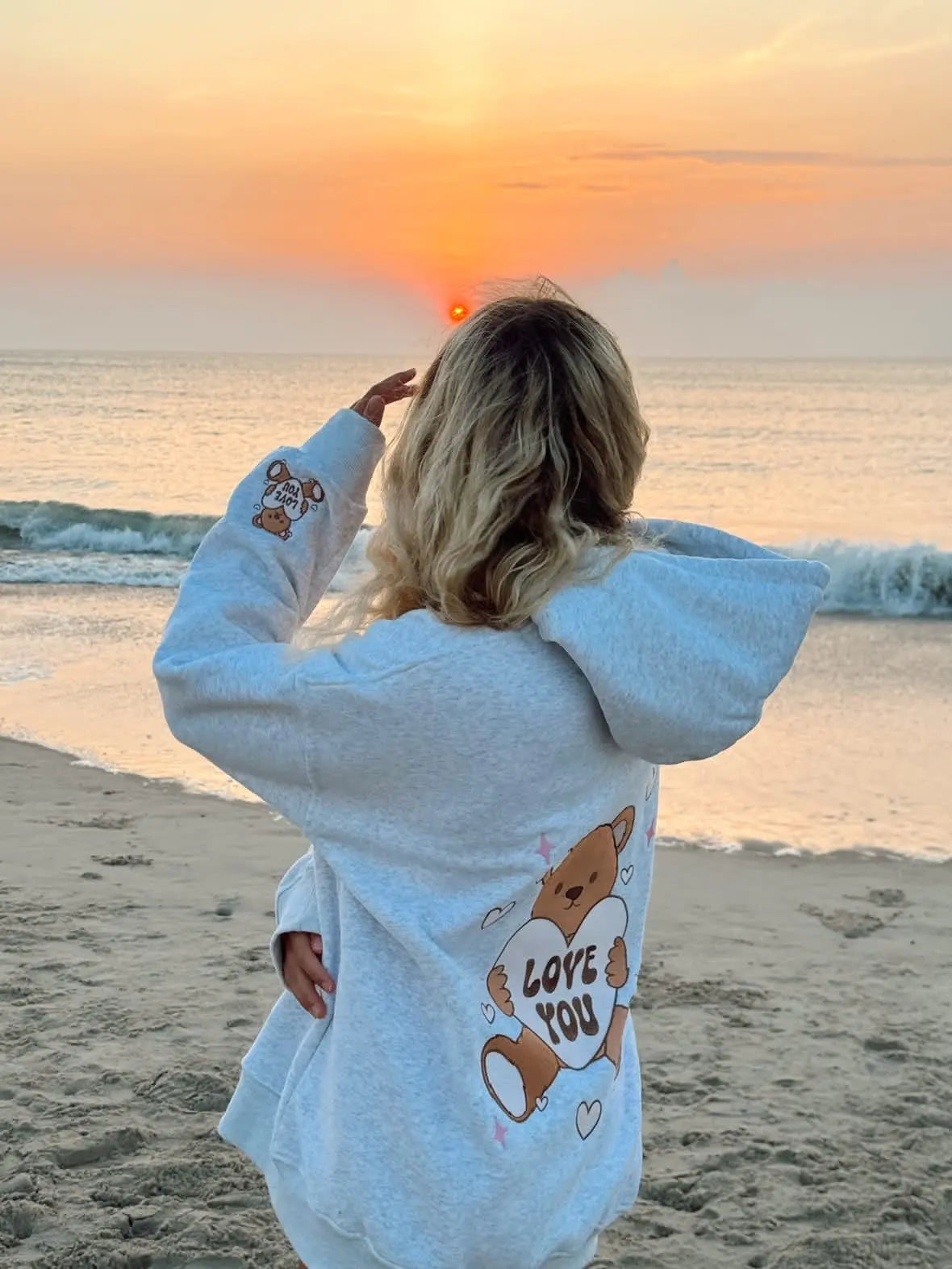 Teddy Bear Embroider Valentines Day Hoodie