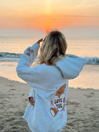 Teddy Bear Embroider Valentines Day Hoodie