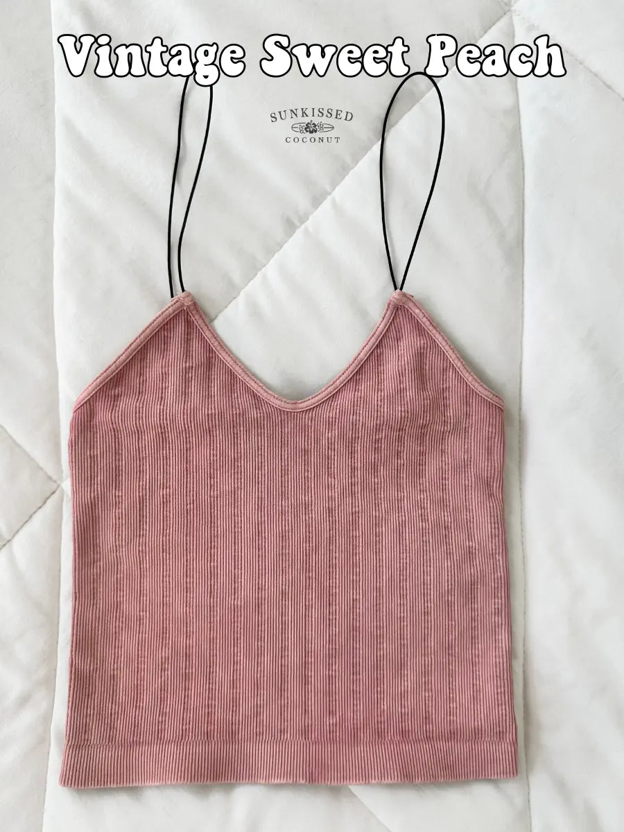 Tropical Vintage Ribbed Seamless Tanktops - Sunkissedcoconut