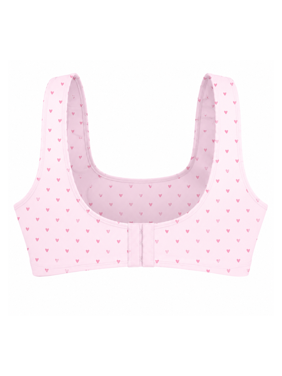 Emmy Hearts Midline Athleisure Sports Bra with Adjustable Hook & Eye Closure