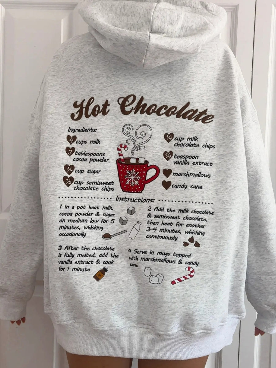 Hot Chocolate Recipe Christmas Embroider Hoodie