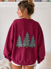 Sparkling Christmas Tree Embroidered Crewneck Sweatshirts