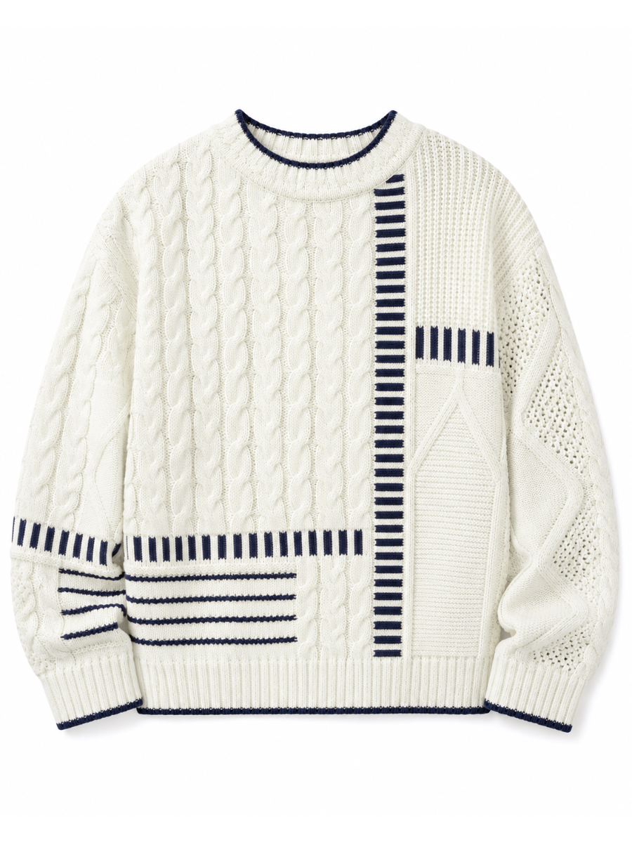 Hazel Patchwork Cable Knit Sweaters