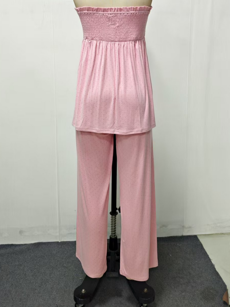 Pollka Dot Flowy Tube Top Set