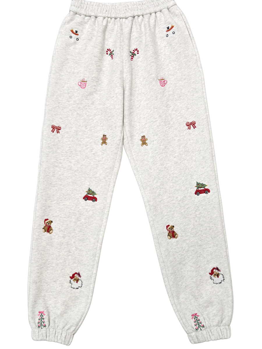 Christmas Symbols Embroidered Jogger Sweatpants