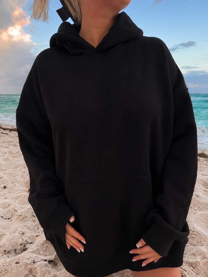 Black Basic Blank Hoodie