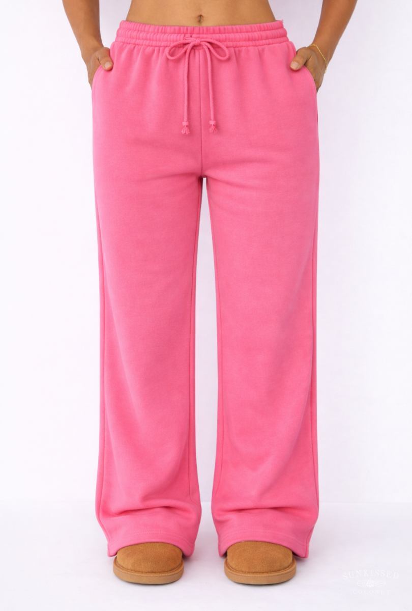 Hibiscus Pink Basic Blank Flare Sweatpants
