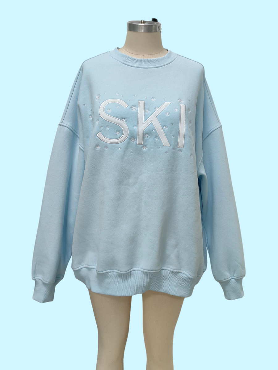 Icy Blue Ski Snowflake Sweatshirt