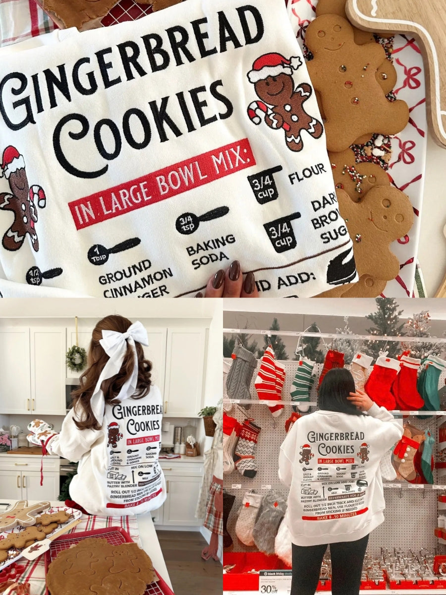 Gingerbread Recipe Christmas Embroider Sweatshirt