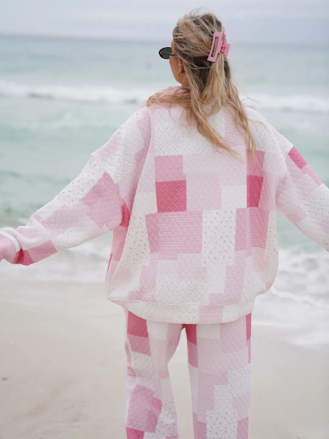 Margo Quilted Patchwork Mockneck Sweatshirt